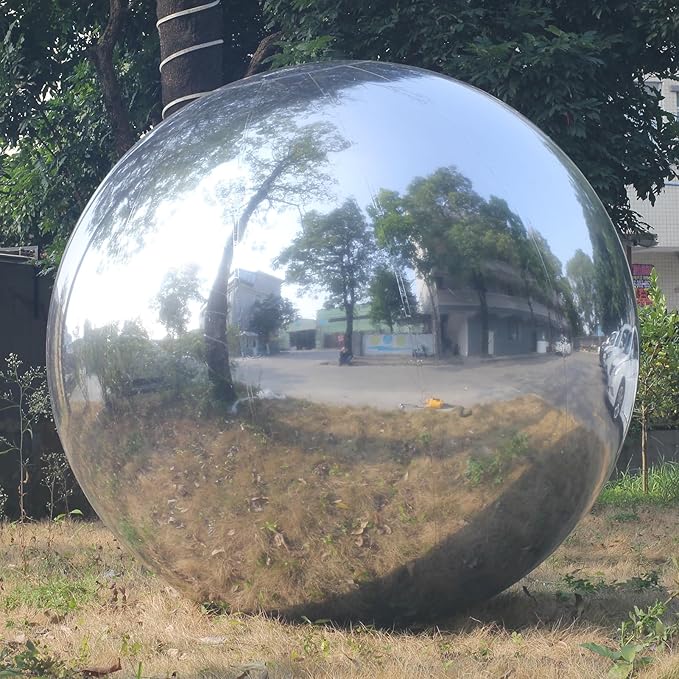 Generic Big Shiny Balls Giant Inflatable Mirror Balls for Events & Decor - Party, Advertising, Shows, Stage Decoration - Hanging & Standing-Various Sizes & Colors - Silver (0.9m/2.95ft)