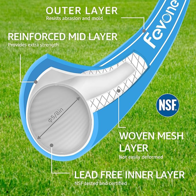 Fevone Garden Leader Hose 3 ft., Lightweight Hybrid Water Hose, Flexible and Durable, Leak-Free Connections