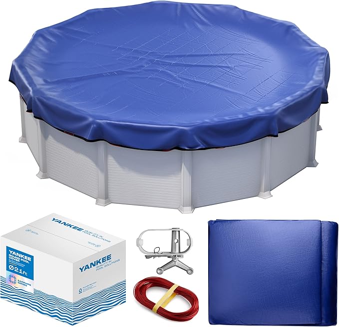 Winter Pool Cover 21 ft Round for Above Ground | Extra Thick & Durable Above-Ground Pool Cover | Sapphire Series of Premium Cold- and UV-Resistant Pool Cover | by Yankee Pool Pillow