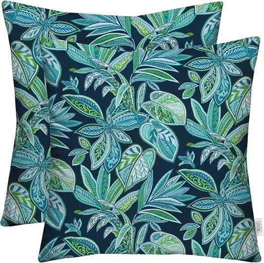 RSH DECOR: Square Throw Pillows Set of 2 | 24” x 24” | All-Weather Spun Fabric | Water and Fade-Resistant | Outdoor Accent Pillows for Patio Furniture | Crestwood Marine