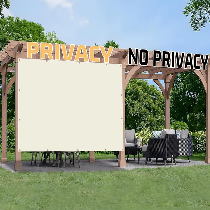 SUNNY GUARD Shade Cloth Custom Size 5x9 FT Sun Shade Screen Fabric Shade Cover Tarp with Grommets for Pergola Backyard Garden, Butter Cream(We Customized)