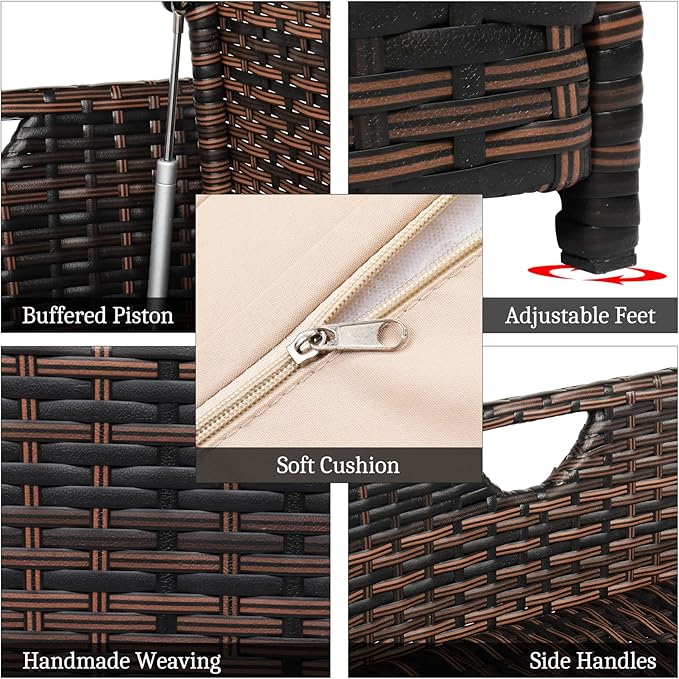 VINGLI 40 Gallon Outdoor Rattan Deck Box w/Cushion, Patio Wicker Storage Box for Tools and Supplies, Garden Deck Storage Bin for Balcony, Porch, Pool, Yard, Brown