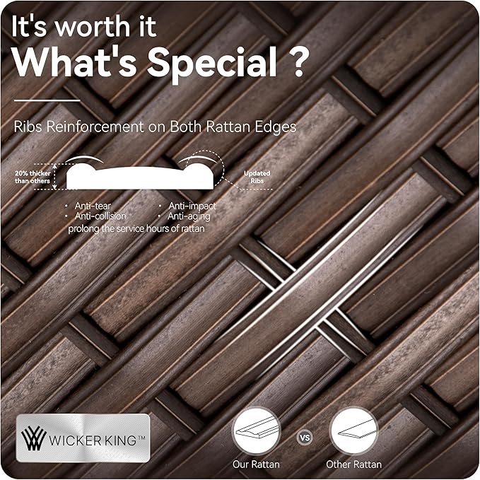 GREEN PARTY 9 Pieces Wicker Patio Furniture Set, All-Weather Outdoor Rattan Half-Moon Curved Patio Sectional Sofa Conversation Set 9 Seats with 4" Thick Cushions for Backyard, 2 x Ottomans (Blue)