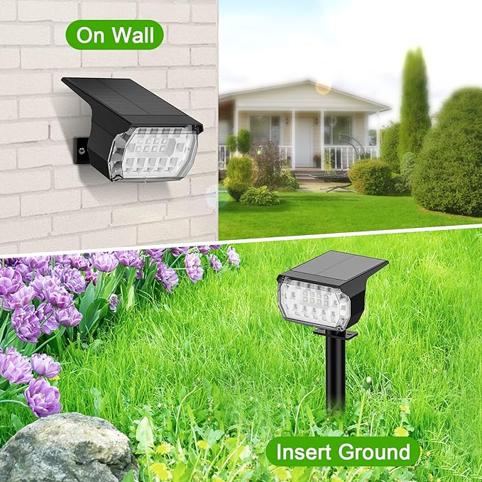 LANSOW Solar Spot Lights Outdoor Color Changing, 7 Modes/4 Pack, Waterproof, Solar Powered Flood Lights for Outside Yard Garden Pathway