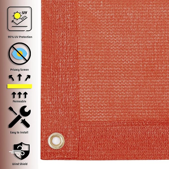 SUNNY GUARD Shade Cloth Custom Size 11x20 FT Sun Shade Screen Fabric Shade Cover Tarp with Grommets for Pergola Backyard Garden, Terra(We Customized)