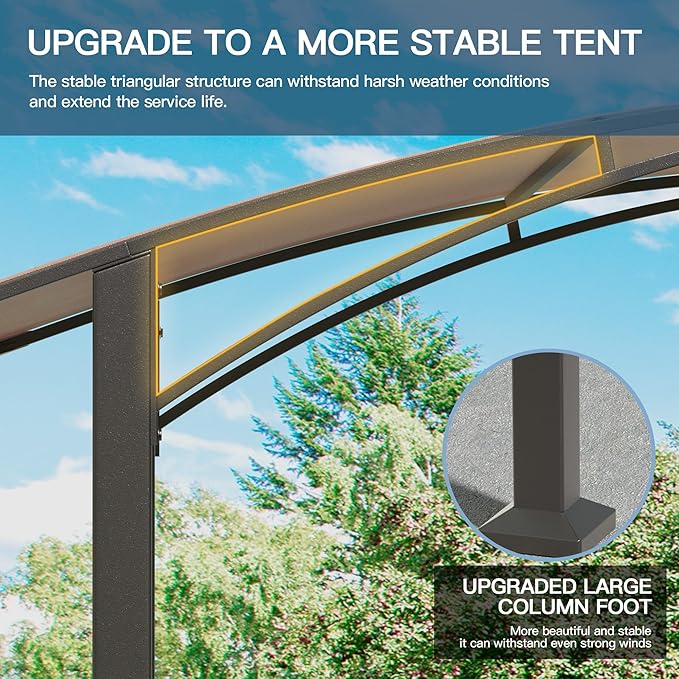 Kullavik 8 x 5 Grill Gazebo,Outdoor BBQ Canopy Shelter with Curved Sunshade Roof,Patio Pavilion with 2 Side Shelves and 5 Side Hooks for Patio Lawn Backyard Garden