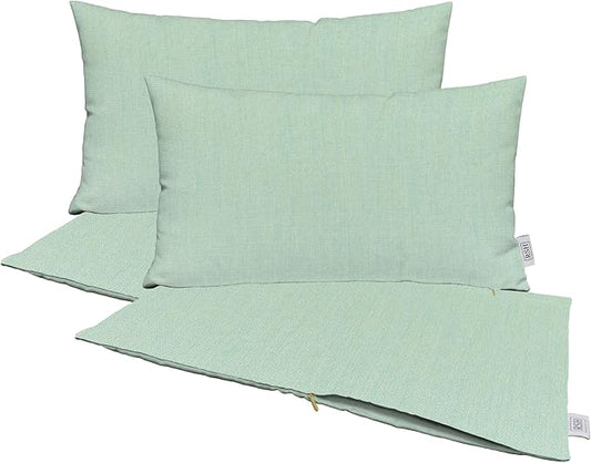 RSH DECOR: Sunbrella Pillow Covers Set of 4 | Covers Only - 26" x 16" | Outdoor Lumbar Pillow Covers Crafted with Sunbrella Performance Fabric | Canvas Spa