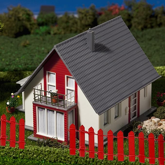 Prsildan Miniature Fairy Fence, Wood Ornament Mini Fence with Dollhouse Scene Props 40 Inches