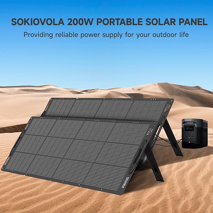 200W Portable Solar Panels,Foldable Solar Panel,IP68 Waterproof & Durable Up to 25% Efficiency N-Type Solar Cell ETFE Folding Solar Panel Kit,for Power Station Outdoor Camping RV Blackout