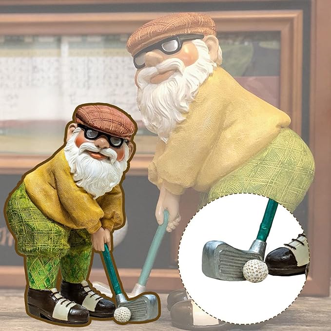 The Great Garden Golfing Gnome Statue - Indoor or Outdoor Garden Gnome Sculpture Lawn Figurines for Home, Patio or Yard