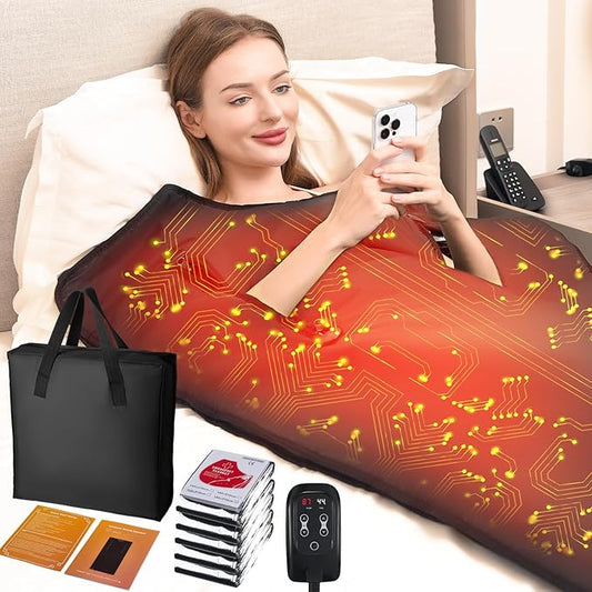MIXC Infrared Sauna Blanket for Home Use, Portable Design and Full Body Detox & Relaxation, Highest 176℉, 20-60 Minutes Timer, 6 ft x 2.65 ft Black