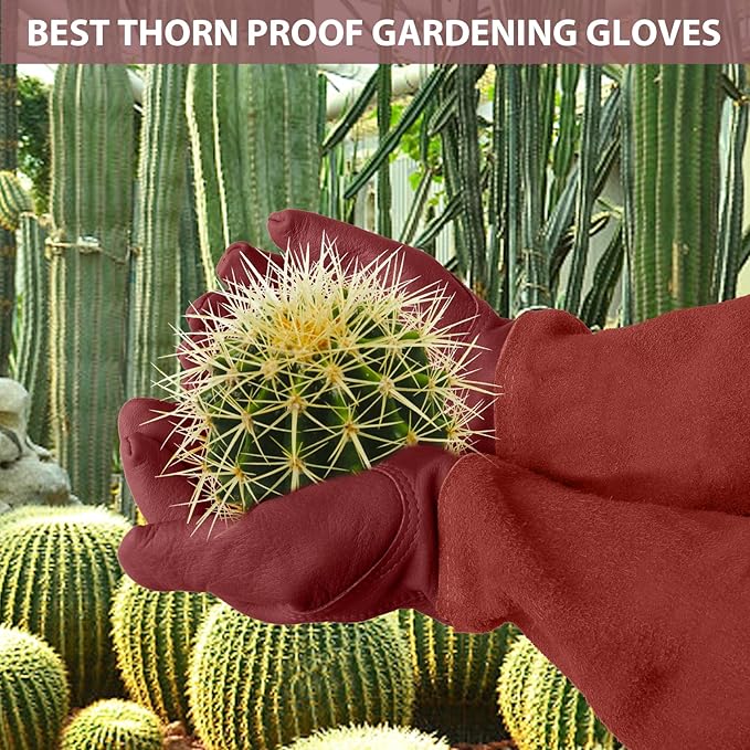 Long Gardening-Gloves Women/Men-Thorn proof Rose Pruning Heavy Duty Gauntlet-M