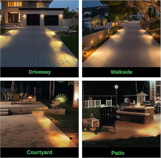 In Ground Landscape Lighting Low Voltage - 2700K-5000K 5 Color Selectable LED IP67 Well Lights, Turret Top 12V Outdoor in-Grade Light, ORB Aluminum for Driveway Garden Lawn 3W 170LM 4 Pack