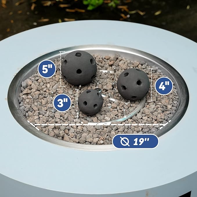 Skyflame Hollow Ceramic Fireplace Balls, Set of 15 Round Fire Stones Set for Indoor and Outdoor Fire Pits or Fireplaces Accessory, 3 Inch, Black