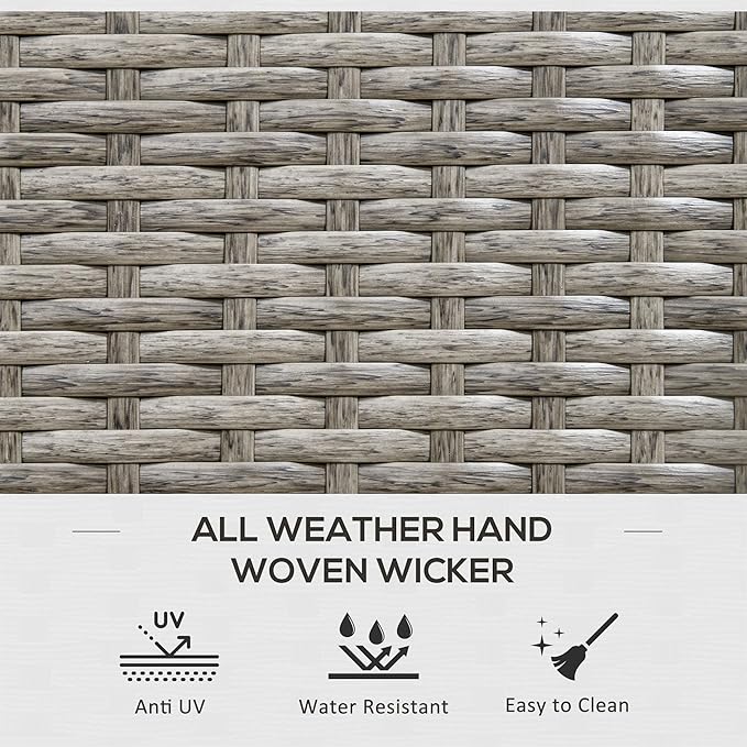 Outsunny 113 Gallon Deck Box, Rattan Outdoor Storage Box, Waterproof Storage Container for Indoor, Patio Furniture Cushions, Pool Supplies, Garden Tools, Gray