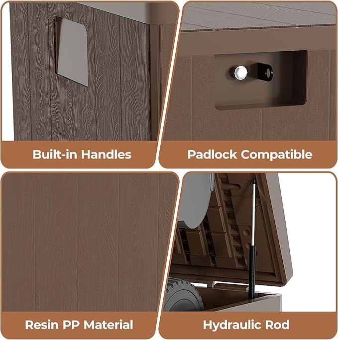 28 Gallon Outdoor Storage Box, Lockable Resin Deck Box Indoor and Outdoor Use, Waterproof Patio Deck Storage Box For Package Delivery, Furniture Cushions, Garden Tools, Pool Accessories