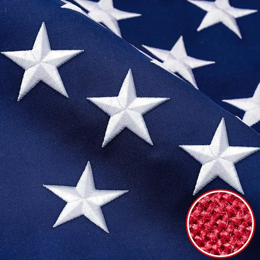 American Flag 10x19 ft TearProof Series, Heavy Duty Tough Spun Polyester USA Flags High Wind, US Flags for Outside Outdoor with Durable Embroidered Stars Sewn Stripes, 5 Brass Grommets