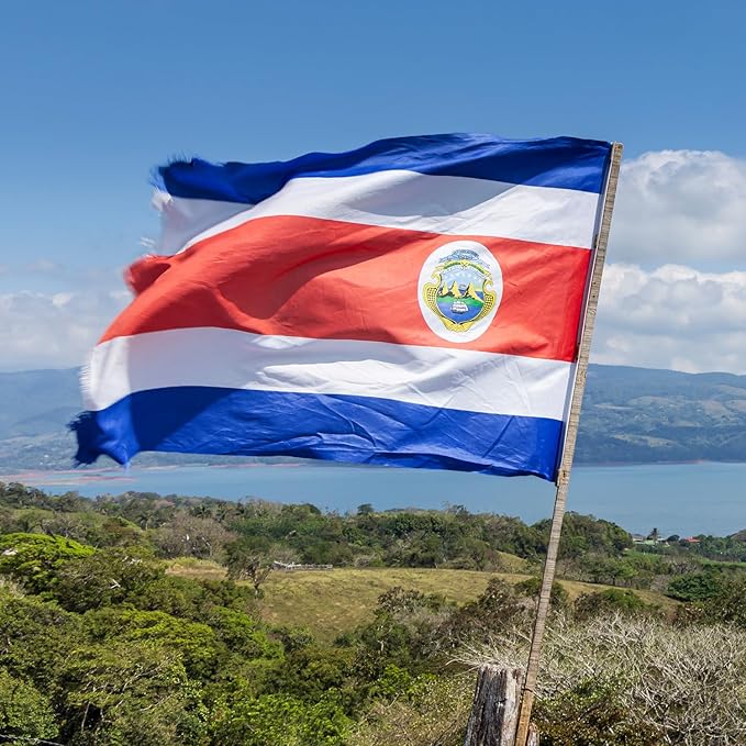Costa Rica Flag 3x5 ft Outdoor, Double Sided 3 Ply Heavy Duty Costa Rican National Country Flag, 100% Quality Polyester Costa Rica Banner with Brass Grommets 4 Rows Stitches