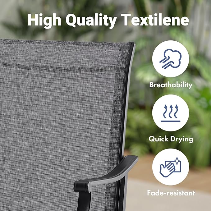 Soohow Swivel Outdoor Dining Chairs Set of 8, Patio Swivel Dining Chair with Textilene Fabric, Outdoor Metal Armchair All Weather Resistant, Ergonomic Comfort, Perfect for Patio, Backyard, Balcony