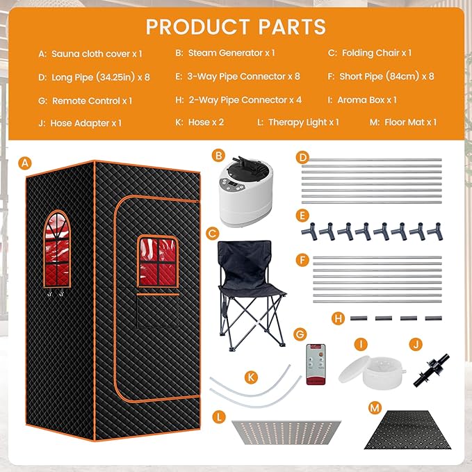 DoCred Infrared Sauna Box,Portable Sauna for Home, Upgraded Personal Steam Saunas with 3L Steamer, Folding Chair, Extra Large Size Foldable Home Sauna, Full Body Sauna Tent for Relaxation Spa