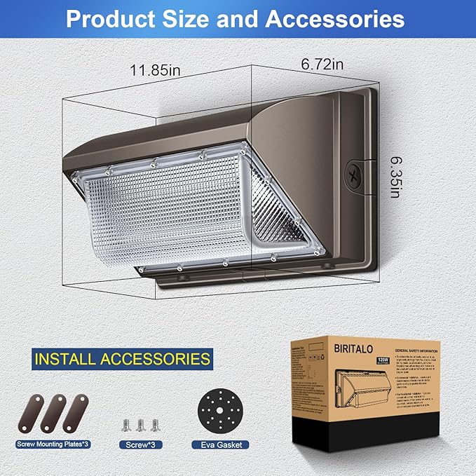 120W LED Wall Pack Light 18000LM 100-277V LED Security Flood Wall Mount Exterior Fixture IP65 Waterproof Commercial Industrial Building Outdoor Wallpack Lights for Barn,Yard,Garage 4 Pack