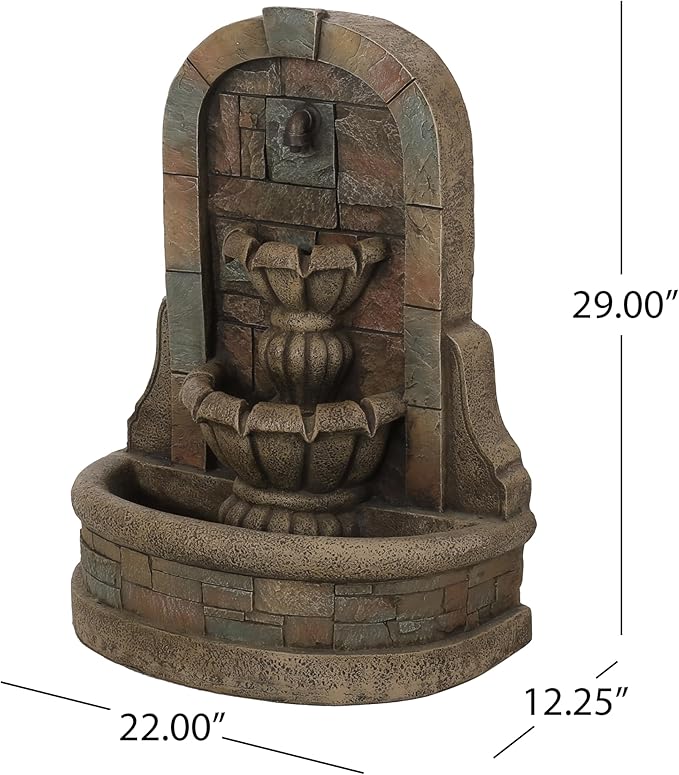 Merax 29" High Roman Tier Fountain, Outdoor Weather-Resistant Floor Fountain, Classic Design for Garden Patio Yard, Stone Gray