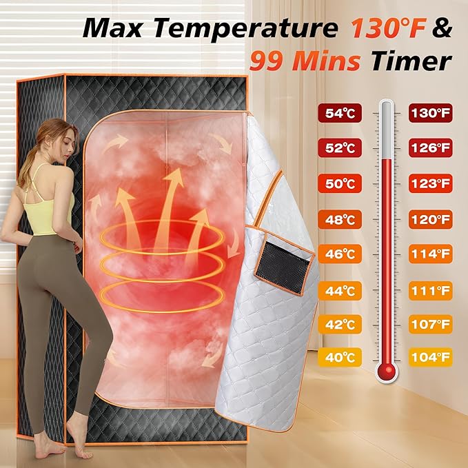 Portable Sauna Box, Personal Steam Sauna for Home with Steamer, Remote Control, Folding Chair and Mat, Portable Steam Sauna Tent, Home Spa for Relaxation