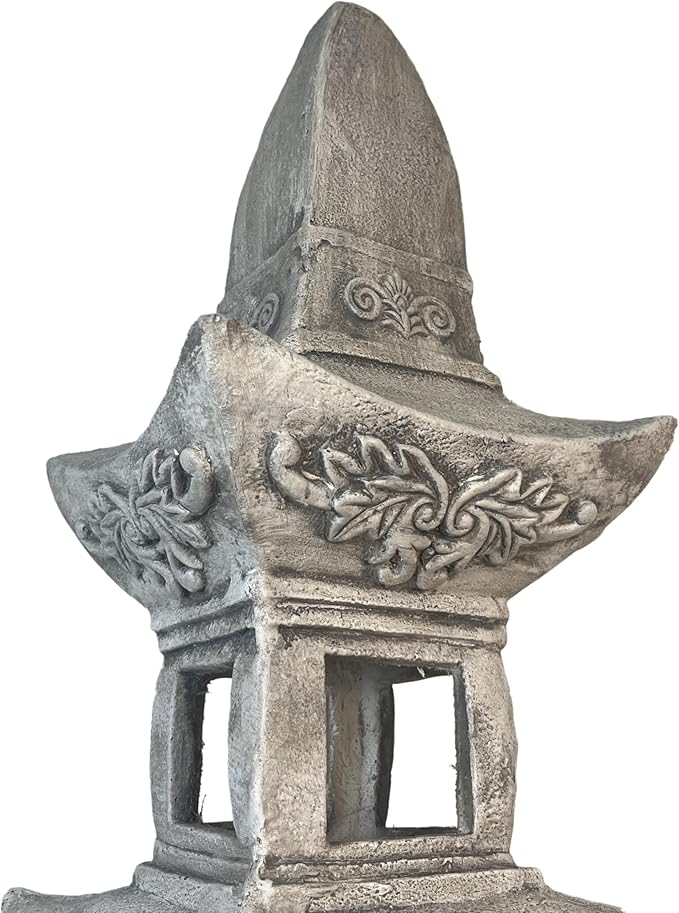 35.5’’High Asian Zen Pagoda Magnesium Oxide Tall Lantern Statue Outdoor Sculpture for Garden Backyard Decor Pagoda Statue Miniature Tower Lantern Landscape Garden Decoration