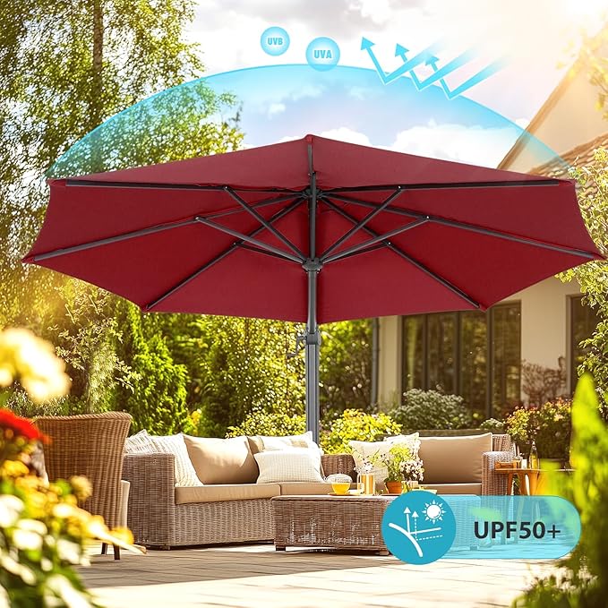 HOTIME10ft Large Cantilever Patio Umbrellas - Upgrade and Intensify - with 360 Rotation and 5 Angles Adjustment - Aluminum Offset Pool Umbrella Square Outdoor Umbrella for Patio Garden Deck Pool