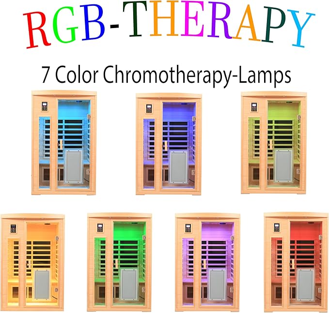 Infrared Sauna 2 Person, Ultra Low EMF Infrared Sauna (0-5mg), Far Infrared Saunas for Home, Canadian Hemlock Wood Indoor Sauna with Bluetooth Speakers, Reading Lamps, Chromotherapy Lights