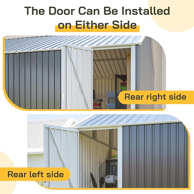 12x20 FT Garage Shed Outdoor Storage 1810 CU.FT Large Metal Garden Tool Sheds for Vehicle with Lockable Doors Floor Frame Window Gable Roof Waterproof for Backyard Patio Lawn, Black