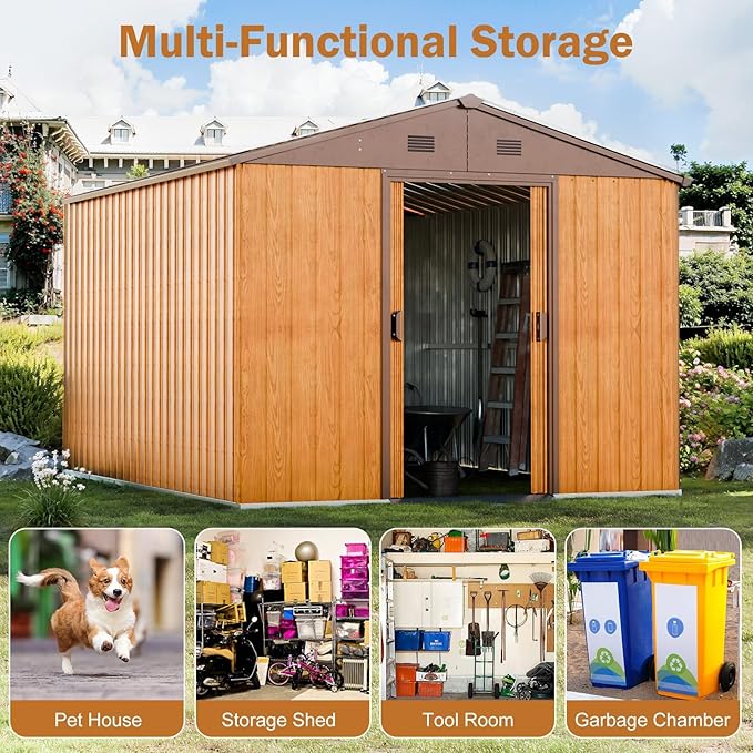 Outdoor Resin Storage Shed 5x4 FT Sheds Kit with Floor Window Lockable Door Included, Waterproof Outside Plastic Sheds for Backyard Garden Patio Lawn Tools