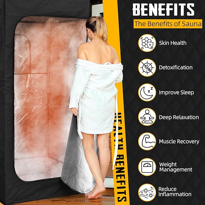 Large Portable Steam Sauna, 3L Steamer Portable Sauna Box for Home, Personal Sauna with Big Sauna Chair, Remote Control, 3.2’ x 3.2’ x 6.0’, Black, 1200W