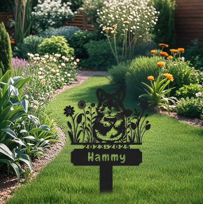 Personalized Hamster Memorial Stake,Pet Plaque Hamster Lover,Metal Hamster Grave Marker,Remembrance Stake,Outdoor Garden Yard Sign hamster 12inch