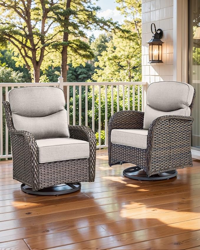 Luxury 22x24/22x25 6-Inch Smile Patio Cushions for Outdoor Furniture Set of 6 - Thick Back & Deep Seat Outside Chair Cushions for Rattan Metal Glider Loveseat Sectional Sofa - Beige