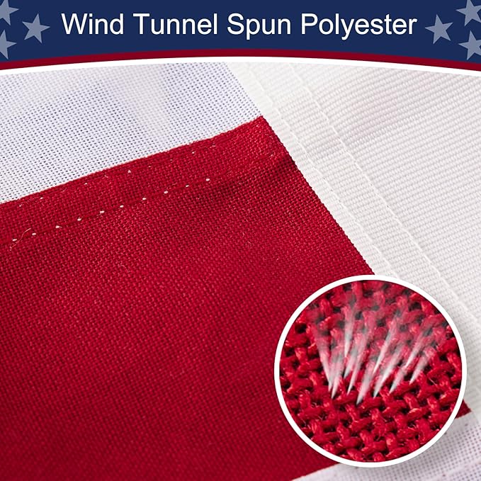 American Flag 6x10 ft Heavy Duty TearProof Series, All Weather High Wind US Flag, Premium Spun Polyester with Embroidered Stars, Sewn Stripes, Brass Grommets for Outdoor Use