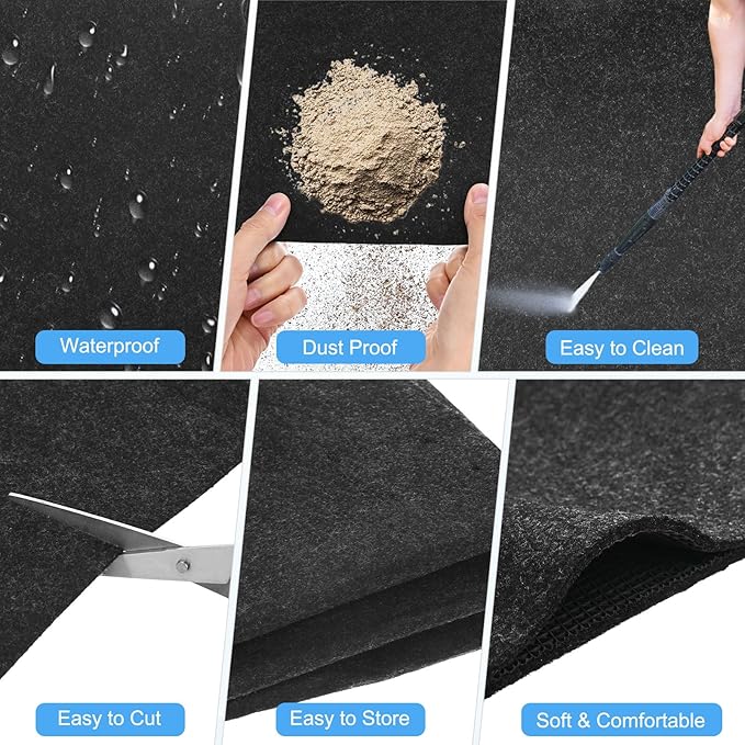 3 mm Thickened Outdoor Storage Shed Mat, 2.4x3 ft Waterproof Shed Flooring Mat for Patio Furniture Floor Protecting from Wear/Liquid/Dust/Oil, Non-Slip Felt Rubber Rug Pad [Grey]