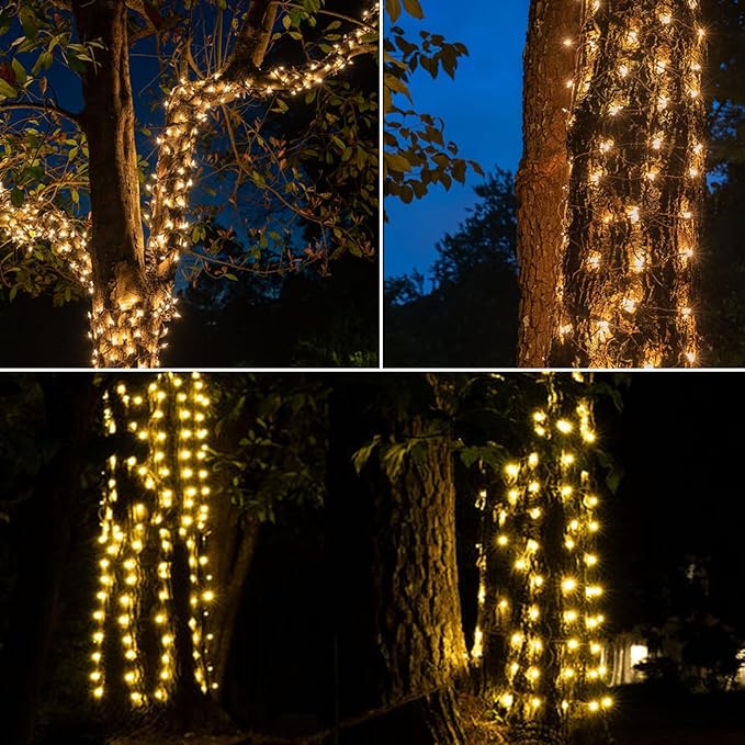 Vigdur 21ft 100 Count String Lights on Brown Wire Cord, UL Approved for Indoor/Outdoor Use, Connectable 120V Clear Outdoor Lights for Xmas Patio Home Party Garden Decor(Warm White)