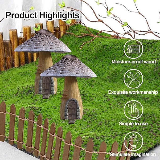 Miniature Fairy Garden Fence,DIY Wood Picket Fence Mini Ornament,Fairy Garden Accessories,Home Garden Plant Pot DIY Diorama Project (Brown,1.96"x 35.4")