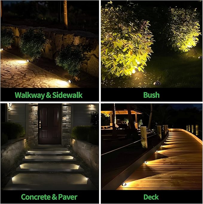 Ground Well Lights, 5 Colors Temp (1800K-5000K) Low Voltage Landscape Inground Lights, LED Outdoor Waterproof IP67, 12V Wired Aluminum Half Sided ORB for Backyard Wall 6W 420LM 8 Pack