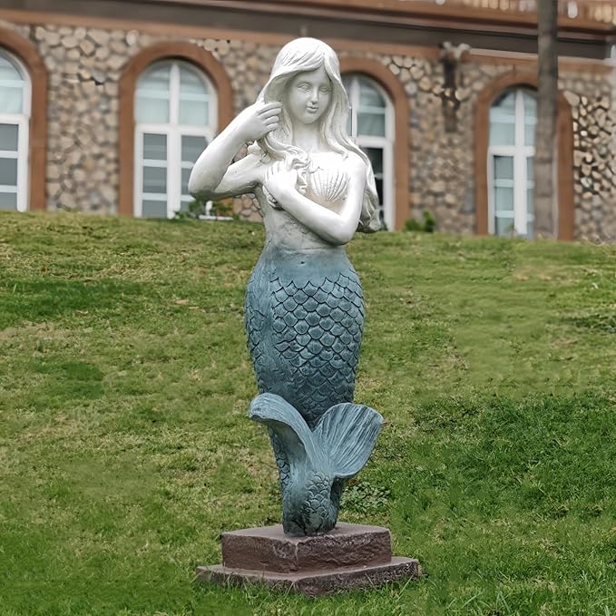Large 37 - Inch Mermaid Statue Outdoor Decor for Garden, Patio, Yard, Lawn, Porch