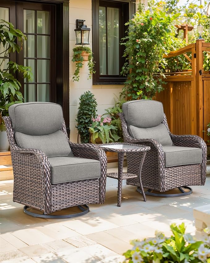 Luxury 24x24x6 Inch Smile Patio Cushions for Outdoor Furniture Set of 6 - Thick Back & Deep Seat Outside Replacement Chair Pillows for Rattan Metal Glider Loveseat Sectional Sofa - Grey