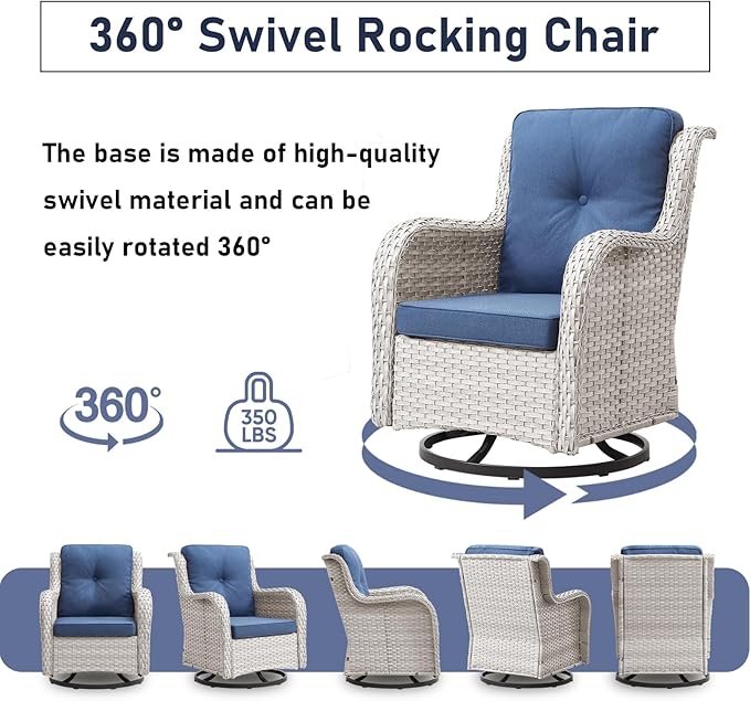 Swivel Rocker Patio Chairs：Patio Swivel Rocker Chairs Set of 2, Outdoor Wicker Rocking Chair Outdoor Swivel Rocker Patio Chair