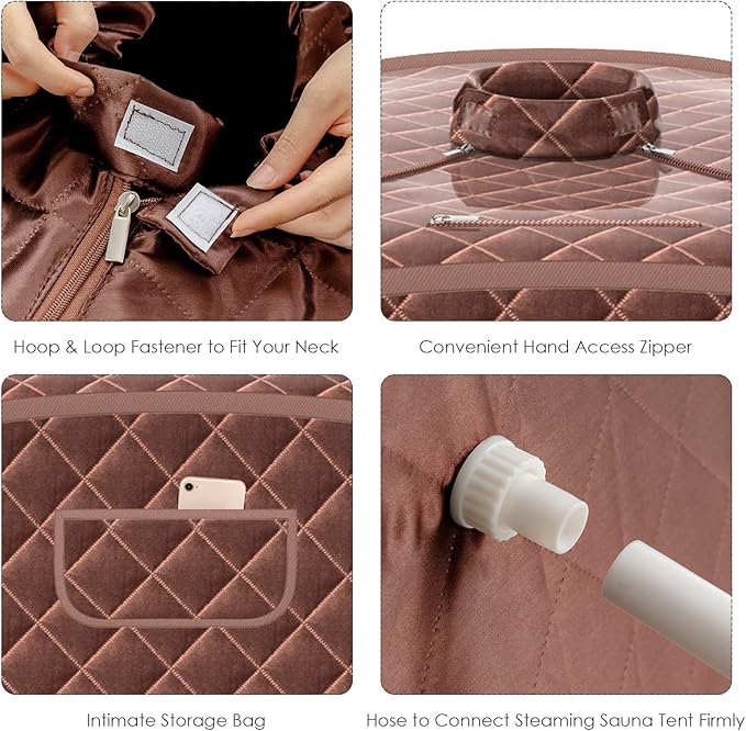 COSTWAY Portable Steam Sauna, 3L Foldable Sauna Spa with Remote Control, 9-Gear Temperature and Timer, Atomization Function, Personal Sauna Tent for Relaxation at Home (Coffee)