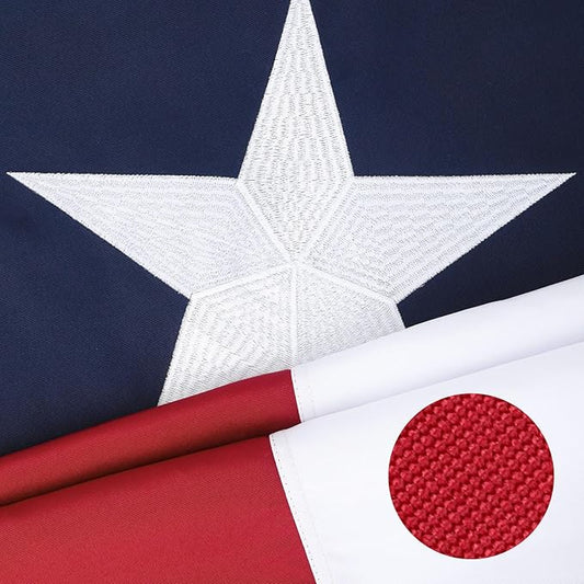 Texas Flag 3x5 Ft Ultra Durable Tear-Resistant Series,TX Flags, Made From Heavy Duty Water Resistant Polyester Canvas Embroidered Stars, Sewn Stripes, Brass Grommets, Texas State Flags Perfect