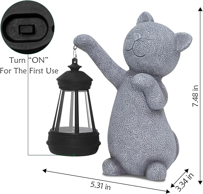 Statues for Garden Decor，Solar Cat Outdoor Statues Outside Decor for Yard Art Lawn Ornaments Porch Patio Balcony Hoe House - Birthday for Grandma Mom Women