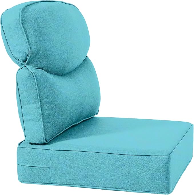 Luxury 24x24x6 Inch Smile Outdoor Cushions for Patio 5 Piece Set - Set of 5 Zippered Outside Pillows for Wicker Dining Rocking Glider Loveseat Couch Sectional Sofa - Turquoise