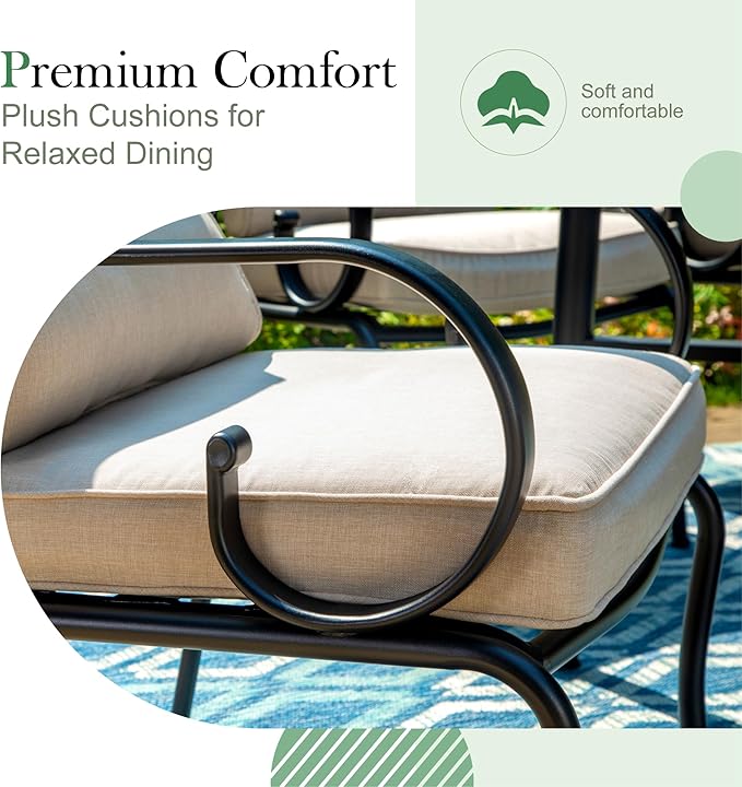 Sophia and William Outdoor Patio Dining Set for 4, Patio Table and Chairs Removable Seat Cushions, Patio Dining Table