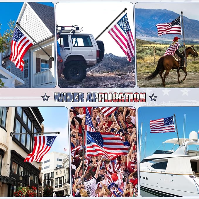 REERON House Flag Pole, 5 FT Metal Spinning Flag Poles Kit, 1" Tangle Free Stainless Steel Flagpole with 360° Flag Rings & 2-Position Holder Bracket for Outside House Porch Wall Mount for 3x5 Flag
