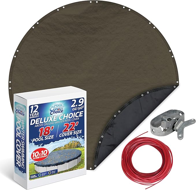 Winter Swimming Pool Cover for 18 ft Aboveground Round Pool Size, Deluxe Choice Series, Solid Material, Color - Steel Gray, Pool Cover Choice 5918-4CHOICE